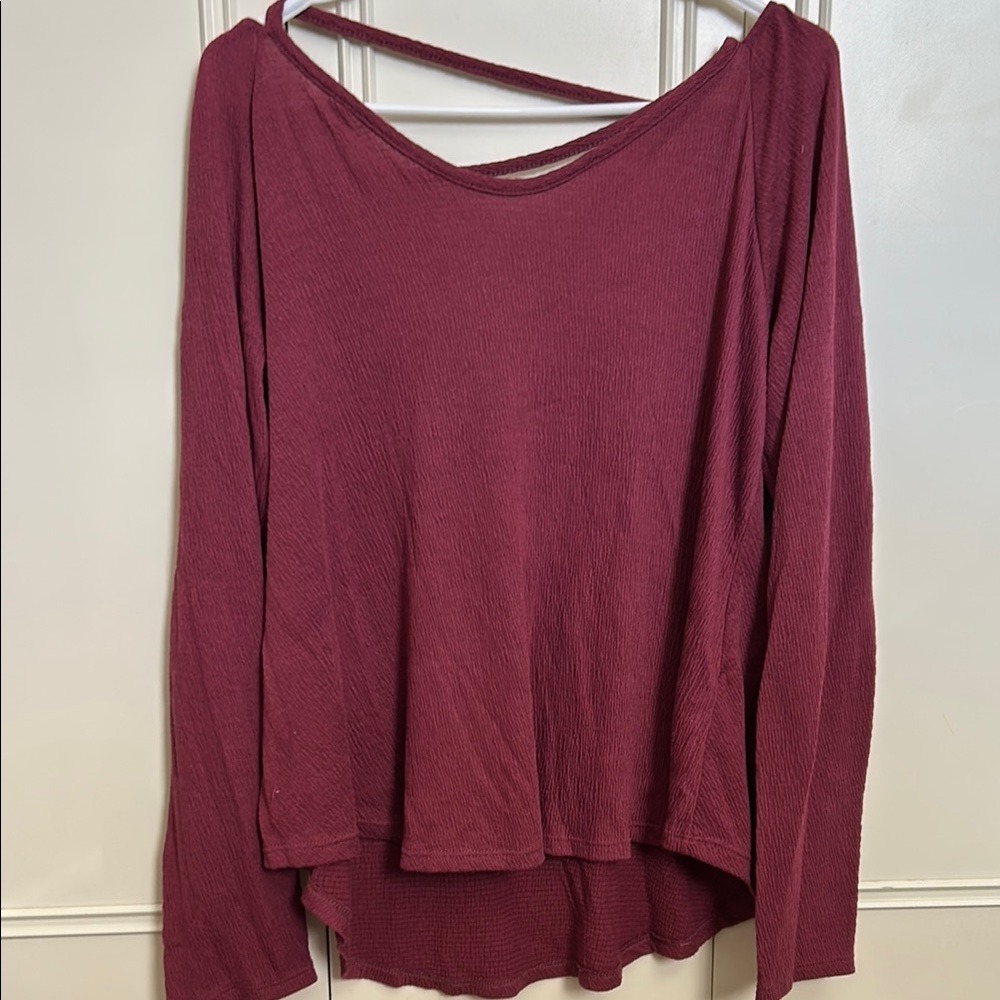 Chic Burgundy Long Sleeve Top
